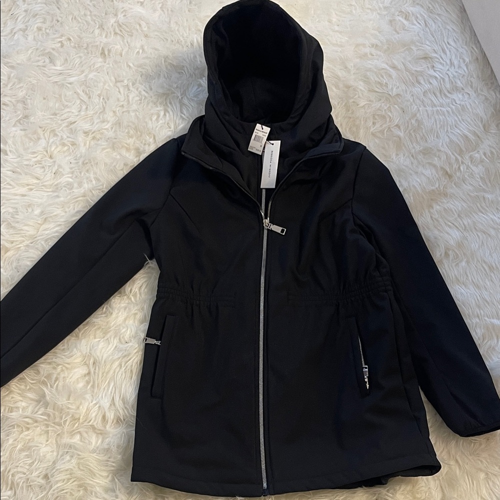 Rebecca Minkoff Black Hooded Bomber Jacket size S New with Tags